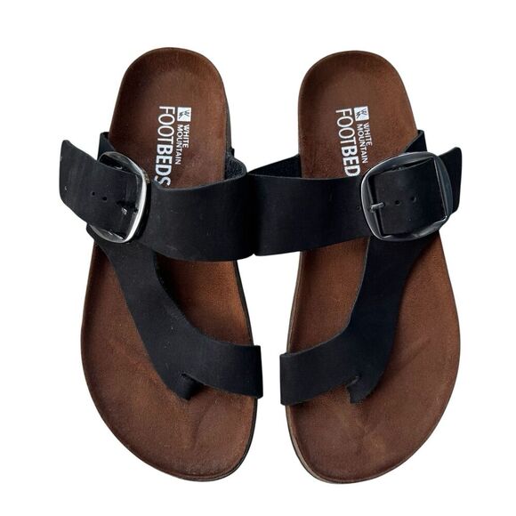 NEW White Mountain Womens Leather Upper Footbed Harley Sandals Size 7M Black - Picture 4 of 9